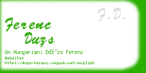 ferenc duzs business card